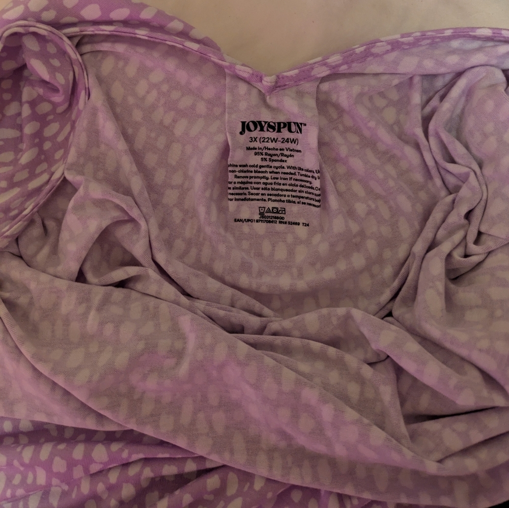 Joyspun Women's Size 3X 22-24 Purple Sleeveless Floor Length Dress Nightgown - Picture 2 of 5